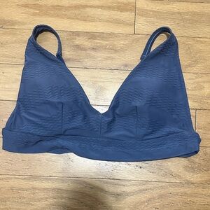 Aerie Navy Textured Bikini Top